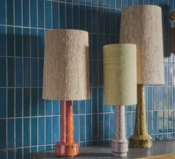 Lampe, Cone + Retro Stoneware, céramique, marron, rouge, Ø32cm, H80cm - HK Living