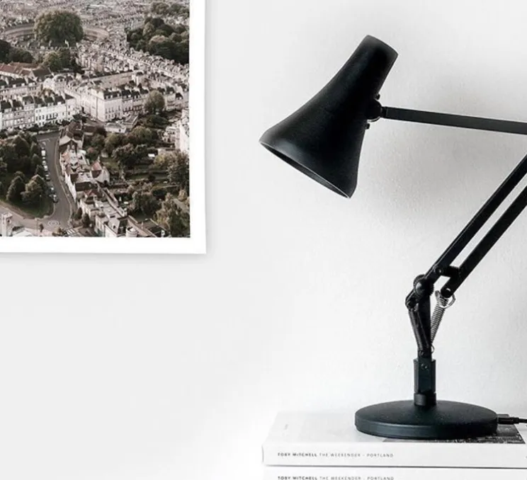 Lampe de bureau, 90 mini mini, noir carbone, LED, 3000K, 470lm, L38cm, H32cm - Anglepoise