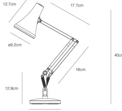 Lampe de bureau, 90 mini mini, bleu gris, LED, 3000K, 470lm, L38cm, H32cm - Anglepoise