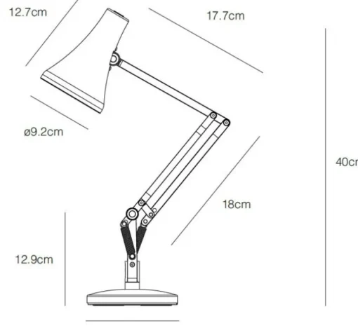 Lampe de bureau, 90 mini mini, bleu gris, LED, 3000K, 470lm, L38cm, H32cm - Anglepoise