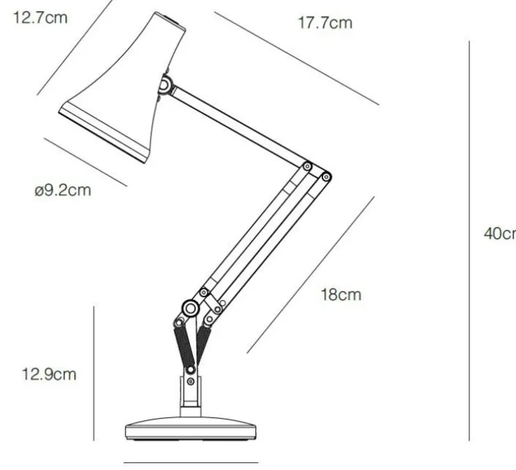 Lampe de bureau, 90 mini mini, bleu gris, LED, 3000K, 470lm, L38cm, H32cm - Anglepoise