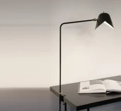 Lampe de bureau, Agrafée simple, noir, H70cm - Serge Mouille