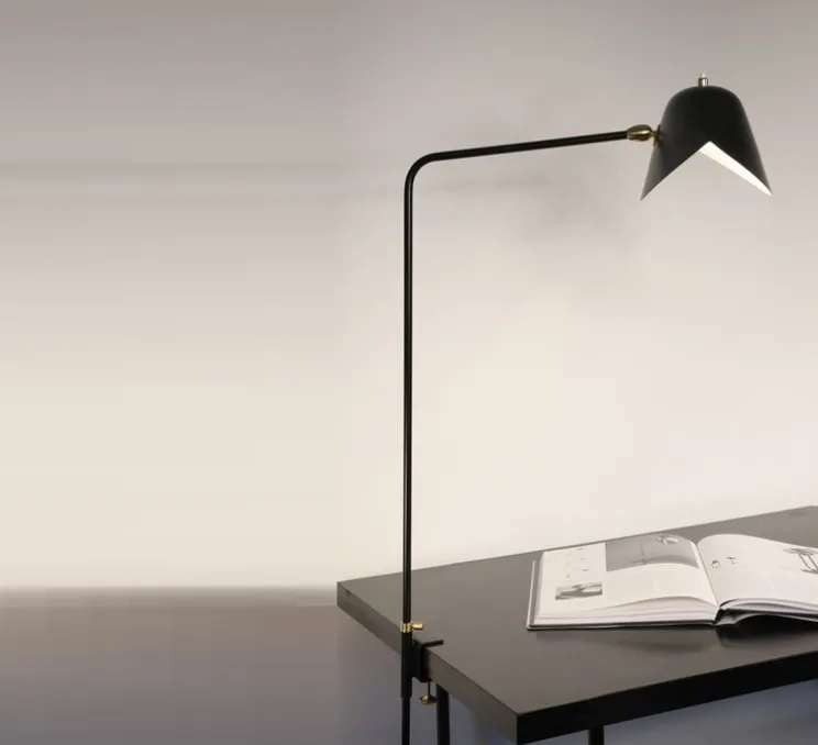 Lampe de bureau, Agrafée simple, noir, H70cm - Serge Mouille