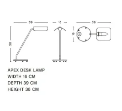 Lampe de bureau, Apex, noir, L16cm, H38cm - HAY