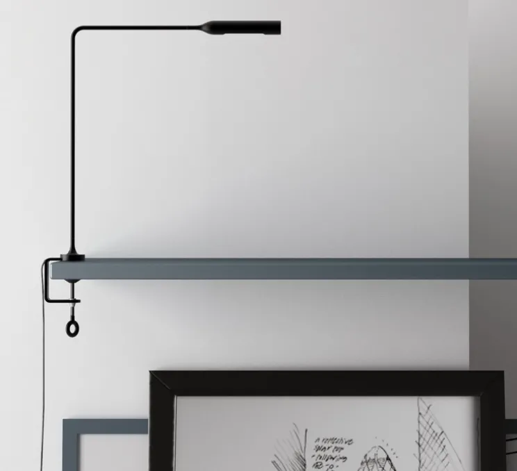 Lampe de bureau, Flo Clamp, Black Soft Touch, LED, dim, 2700K, 302 lm, L39cm, H43cm - Lumina