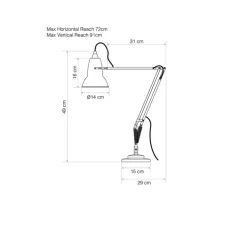 Lampe de bureau, Original 1227 Brass, noir, Ø14cm H49cm- Anglepoise