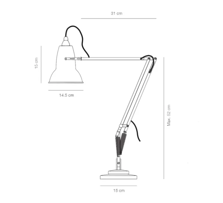 Lampe de bureau, Original 1227, blanc lin, Ø14cm H49cm - ANGLEPOISE