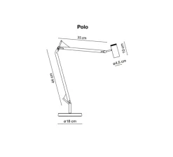 Lampe de bureau, Polo, noir, LED, 3000K, 520lm, H44cm - Marset