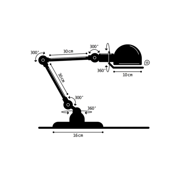 Lampe de bureau, Signal 2 bras, SI333, noir, brillant, Ø16cm, H60cm - Jieldé
