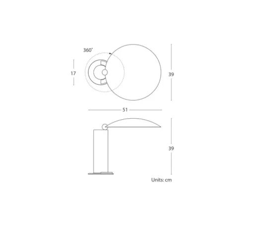 Lampe de bureau, Washington, édition limitée, laiton noir satiné, LED, 2700K, 900 lm, L39cm, H39cm - Lumen Center Italia