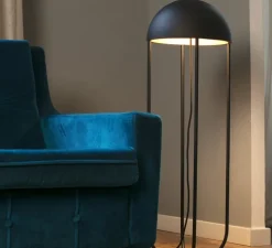 Lampe de sol, JELLYFISH, noir et or, LED, Ø29cm, H90cm - Faro