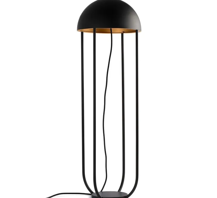 Lampe de sol, JELLYFISH, noir et or, LED, Ø29cm, H90cm - Faro