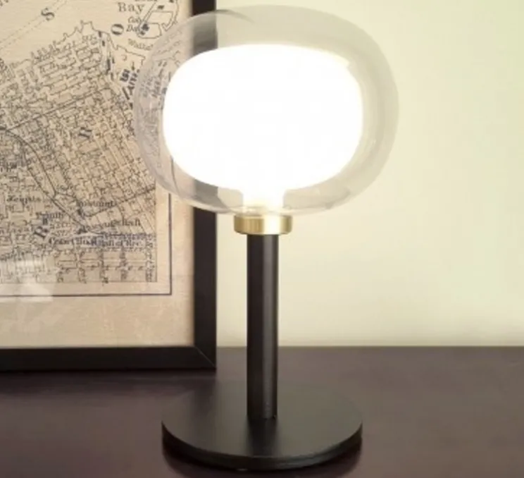 Lampe, NABILA-552.32, laiton, noir et blanc, Ø16cm, H19cm - Tooy