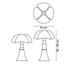Lampe, PIPISTRELLO, marron foncé, Ø55cm, H86cm - Martinelli-luce