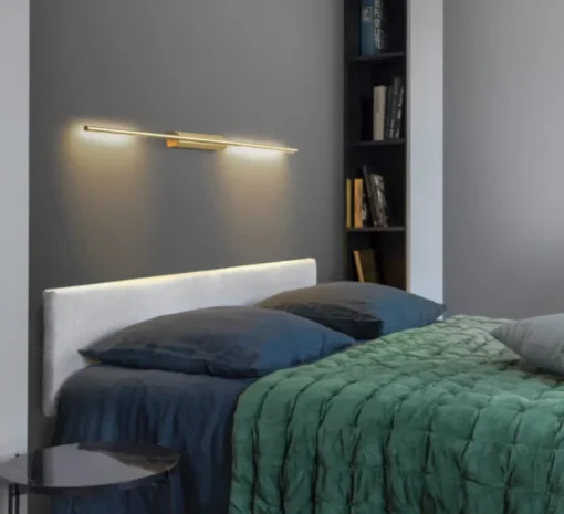 Liseuse murale double, Link XL, laiton satiné, LED, 2700K, 1650lm, L130cm, H4,4cm - CVL