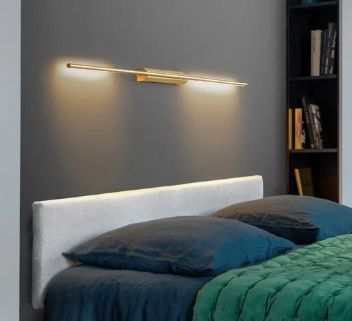 Liseuse murale double, Link XS, laiton satiné, LED, 2700K, 720lm, L61cm, H4,4cm - CVL