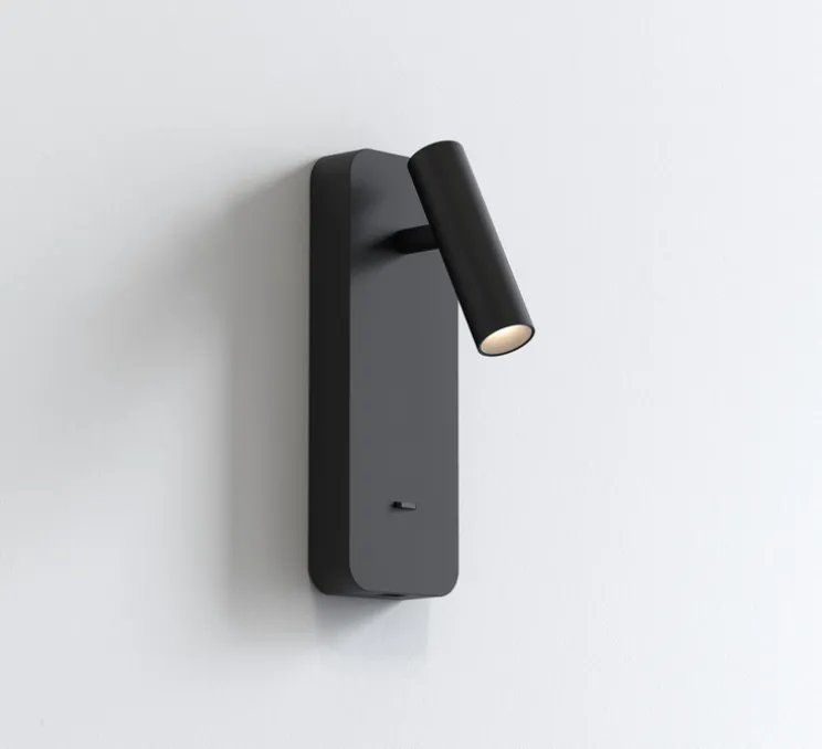 Liseuse murale, Enna Surface USB, noir mat, LED, 2700K, 134 lm, L8cm, H22,5cm - Astro