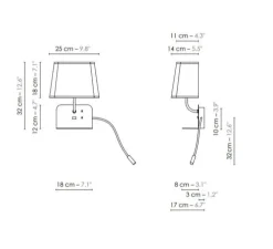 Liseuse murale, Escale version gauche du lit, blanc & noir, L25cm, H32cm - DesignHeure