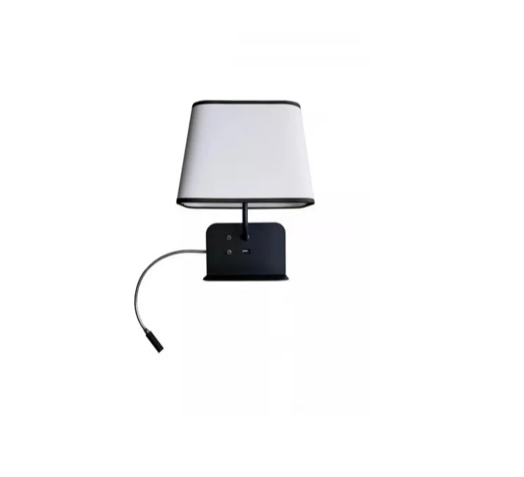 Liseuse murale, Escale version droite du lit, blanc & noir, L25cm, H32cm - DesignHeure