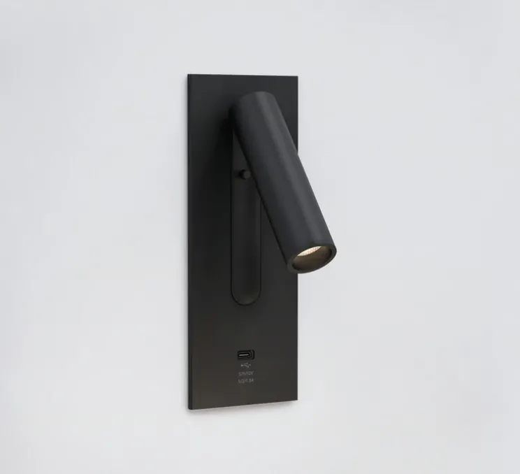 Liseuse murale, Fuse 3, avec USB-C, noir mat, LED, 2700K, 185 lm, L7,5cm, H20cm - Astro