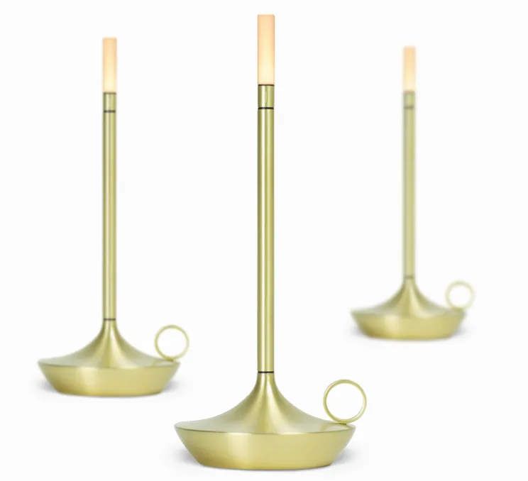 Lot de 3 lampes baladeuses, Wick, laiton, LED, dim, 2600K, 35 lm, Ø12cm, H26cm - Graypants
