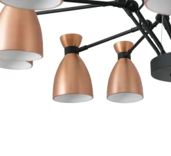Lustre, 12 branches, Retro, cuivre, et blanc intérieur, Ø100cm - FARO