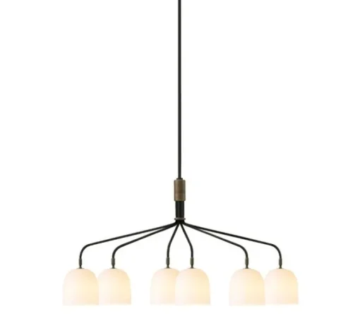 Lustre 6 bras, Howard, blanc, laiton, L133,6cm, H60,4cm - Gubi
