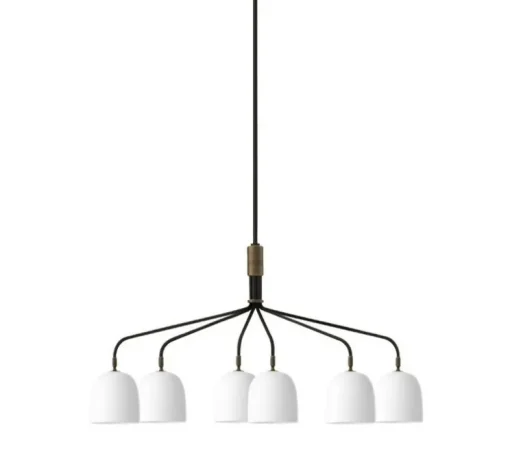 Lustre 6 bras, Howard, blanc, laiton, L133,6cm, H60,4cm - Gubi