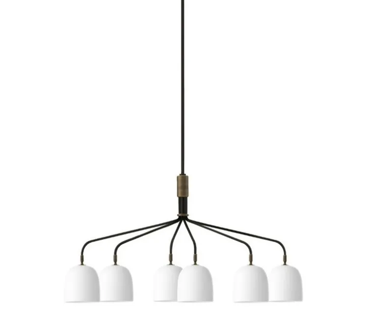 Lustre 6 bras, Howard, blanc, laiton, L133,6cm, H60,4cm - Gubi
