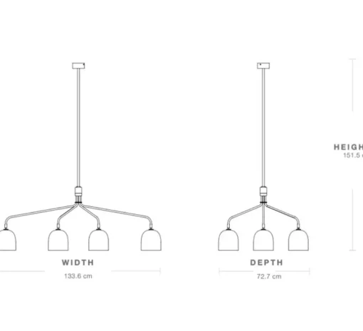 Lustre 6 bras, Howard, bronze, laiton, L133,6cm, H60,4cm - Gubi