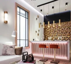 Lustre, 5 suspensions HEXO MULTI 3.0 PAR16, or, L150cm, H30cm, Ø7,7cm - Wever&Ducré