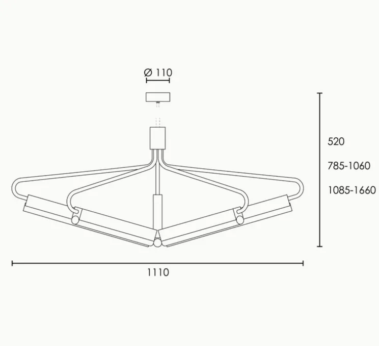 Lustre, Angel 5 500 Wide, laiton, L111cm, H78,5-106cm - Rubn