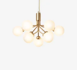 Lustre, Apiales 9, laiton brossé, verre opalin , Ø59,5cm, H39cm - Nuura