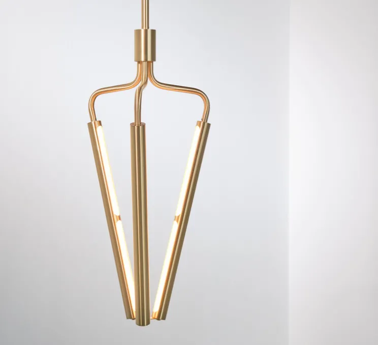Lustre, Archangel 3 415, laiton, LED, dim, 2700K, lm, L29cm, H95-122,5cm - Rubn