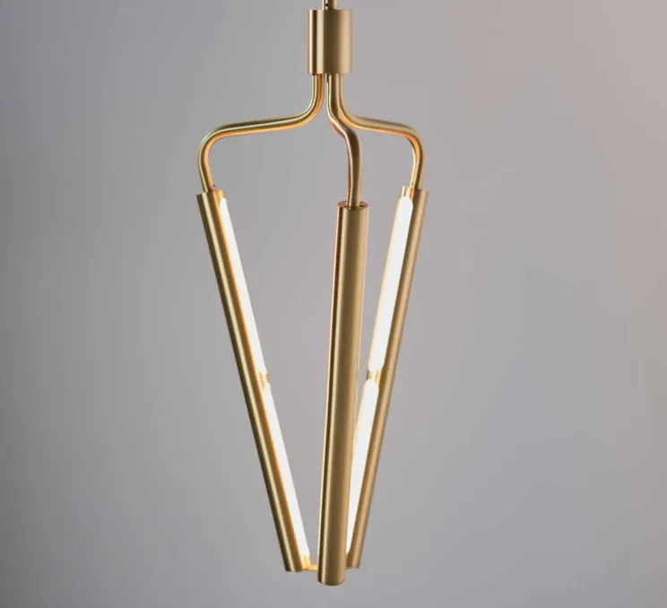 Lustre, Archangel 3 415, laiton, LED, dim, 2700K, lm, L29cm, H95-122,5cm - Rubn