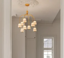 Lustre, Asteea 9, laiton satiné, LED, dim, 2700K, 5805 lm, Ø66cm, H72,5cm-Nuura