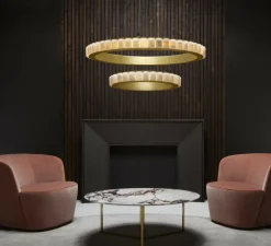 Lustre, Avalon HALO, laiton, albâtre, LED, dim, 2700K, 1000 lm, Ø110cm, H35cm - CTO lighting