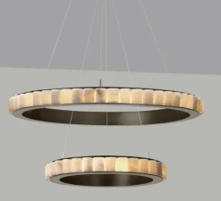 Lustre, Avalon HALO, laiton, albâtre, LED, dim, 2700K, 1000 lm, Ø110cm, H35cm - CTO lighting