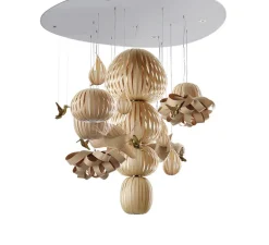 Lustre, Candelabro, Totem 4, bois, bouleau, L224cm, H308cm - LZF