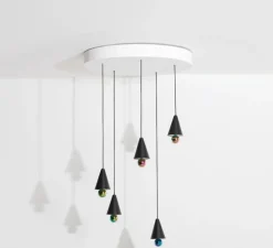 Lustre, Cherry, chandelière, noir, LED, dim, 3000K, 5*1040 lm, Ø65cm, H5cm - Petite Friture