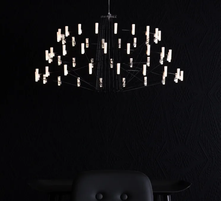 Lustre, Coppélia, large, noir, câble 10m, LED, 2700k, 600lm, Ø101cm, H54cm - Moooi