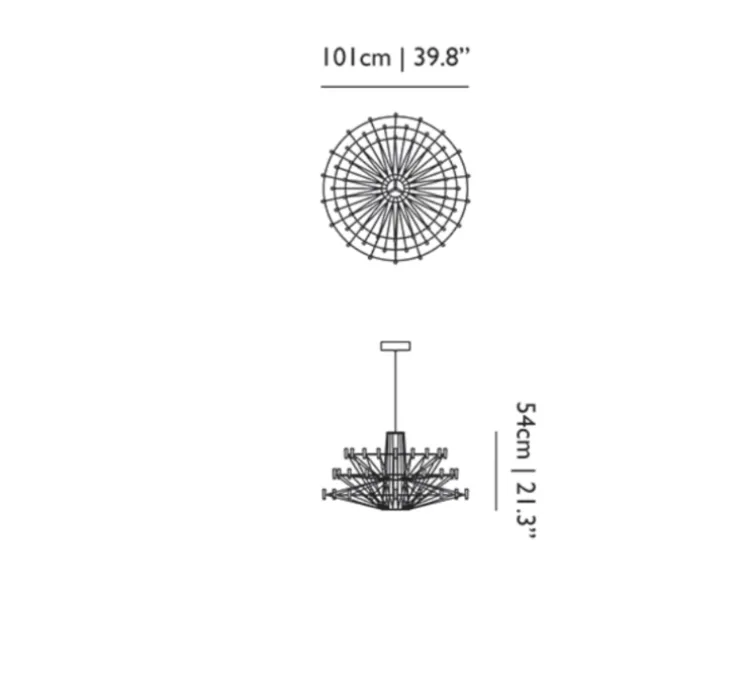 Lustre, Coppélia, large, noir, câble 10m, LED, 2700k, 600lm, Ø101cm, H54cm - Moooi