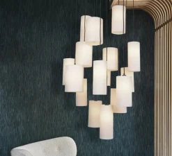 Lustre, Cosiness 16L, bouclette blanc, Ø80cm, H204cm - Market Set