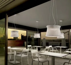 Lustre d'extérieur, Syra Outdoor , ivoire, IP66, LED, 4700k, 2700lm, Ø60cm, H45,3cm - Bover