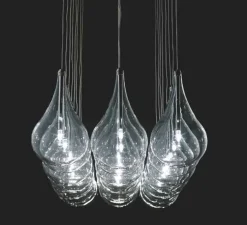 Lustre, Drop Led, verre transparent, chrome, L91cm, H170cm - Alma light