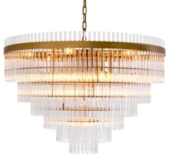 Lustre, East Single, laiton antique, verre transparent , Ø81cm, H56cm - Eichholtz