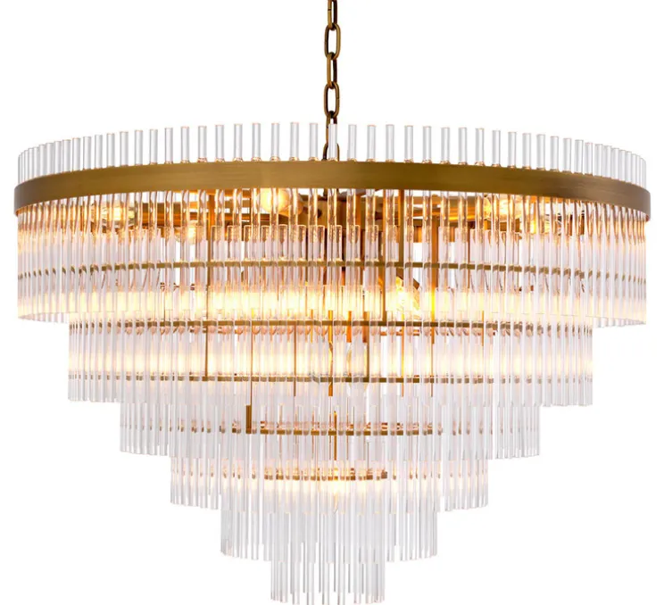 Lustre, East Single, laiton antique, verre transparent , Ø81cm, H56cm - Eichholtz