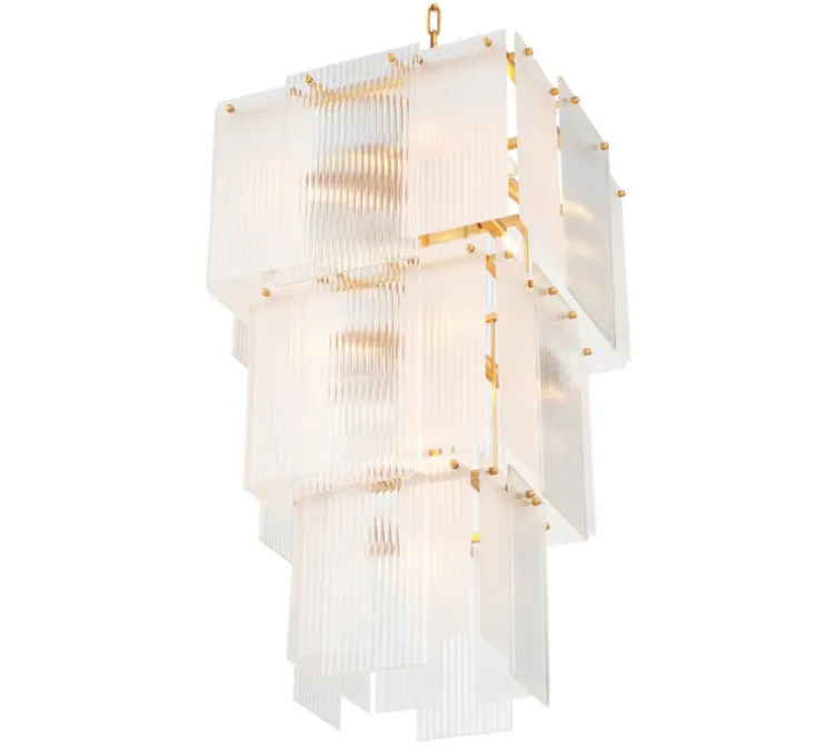 Lustre, Giardano, laiton antique, verre transparent, Ø63cm, H100cm - Eichholtz