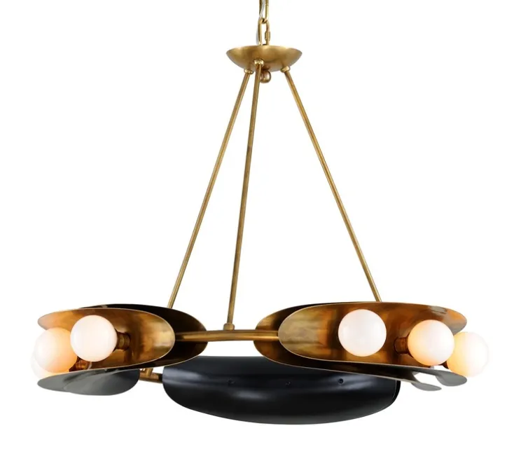 Lustre, Hopper, bronze brossé, laiton vintage, Ø81,2cm, H63,5cm - Hudson Valley Lighting