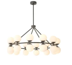 Lustre, Hutchinson, bronze, verre opal, Ø115cm, H65cm - Eichholtz